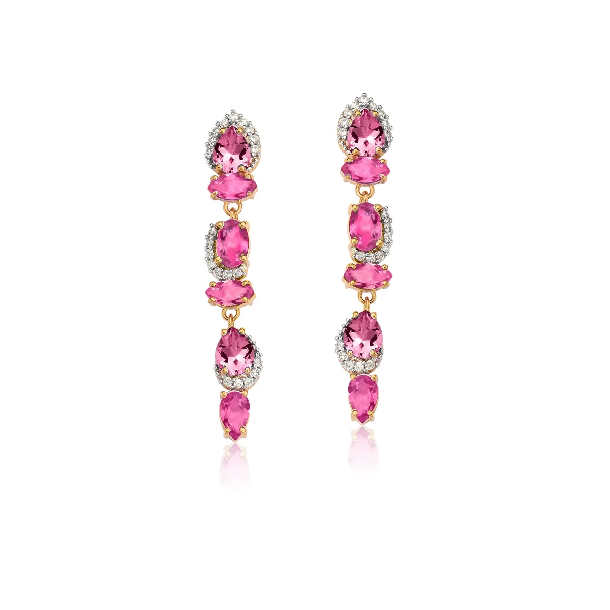 Brinco de Ouro 18k de Rubi com Diamantes Coleção Luxis