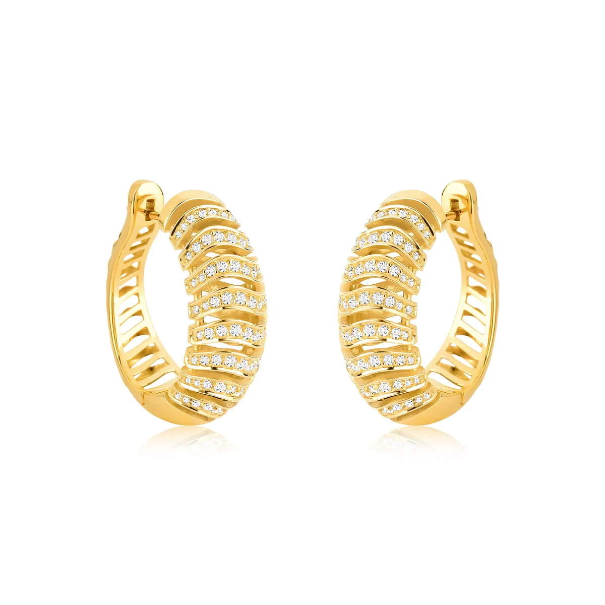 Brinco Argola Click Espiral com 88pts de Diamantes Ouro 18k